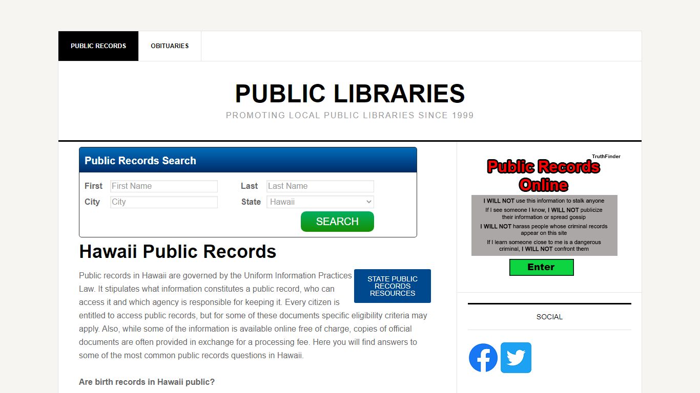 Hawaii Public Records - Public Libraries