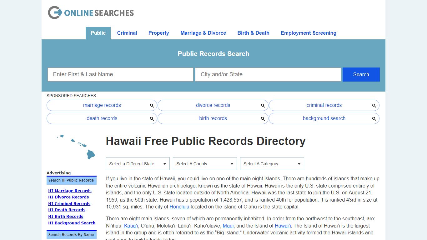 Hawaii Public Records Directory & Official Documents Directory